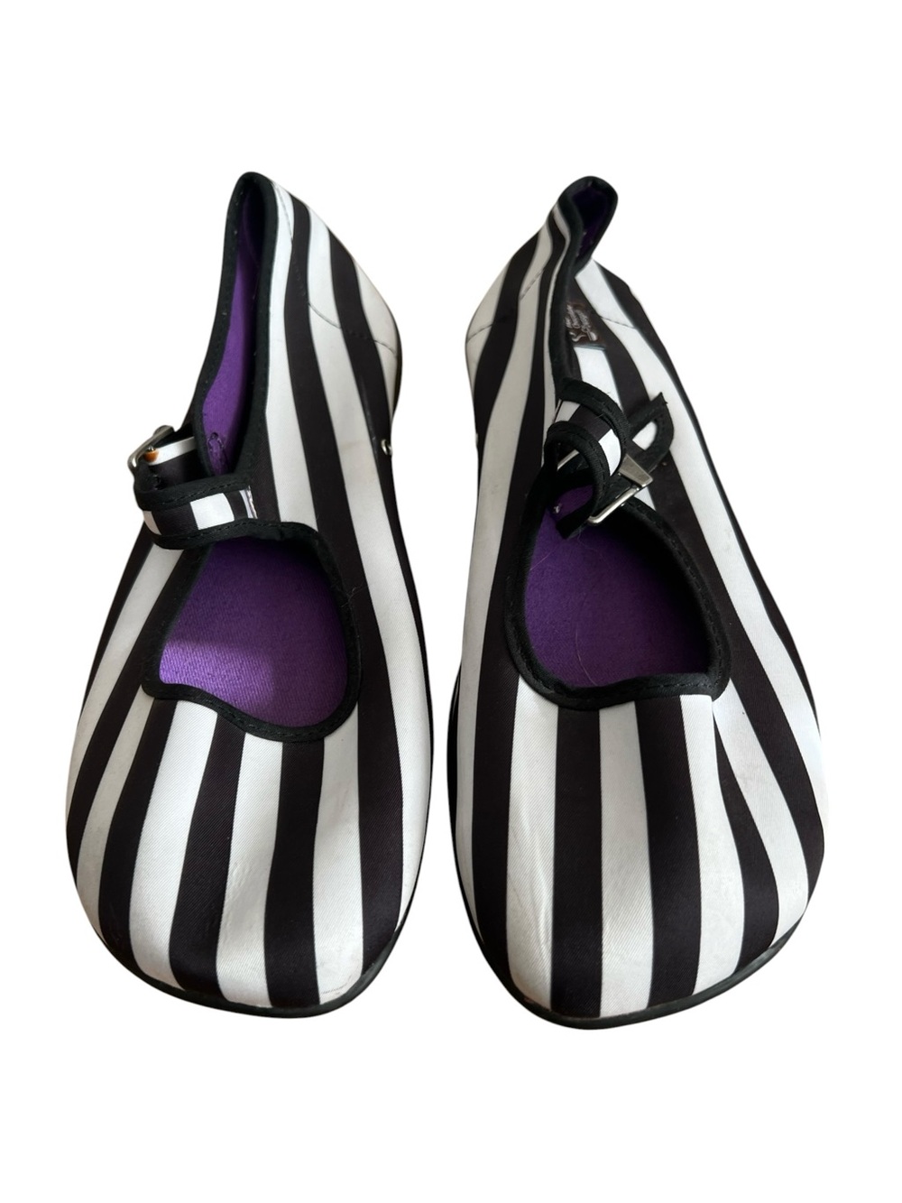 Hot Chocolate Designs Beetlejuice White Black Stripe Purple Insole Shoes
